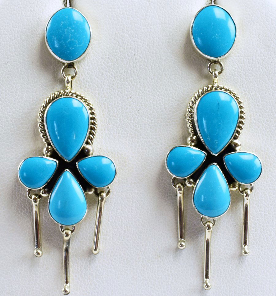 Navajo Sterling Silver Turquoise Earrings by C. Wylle (1 of 5)