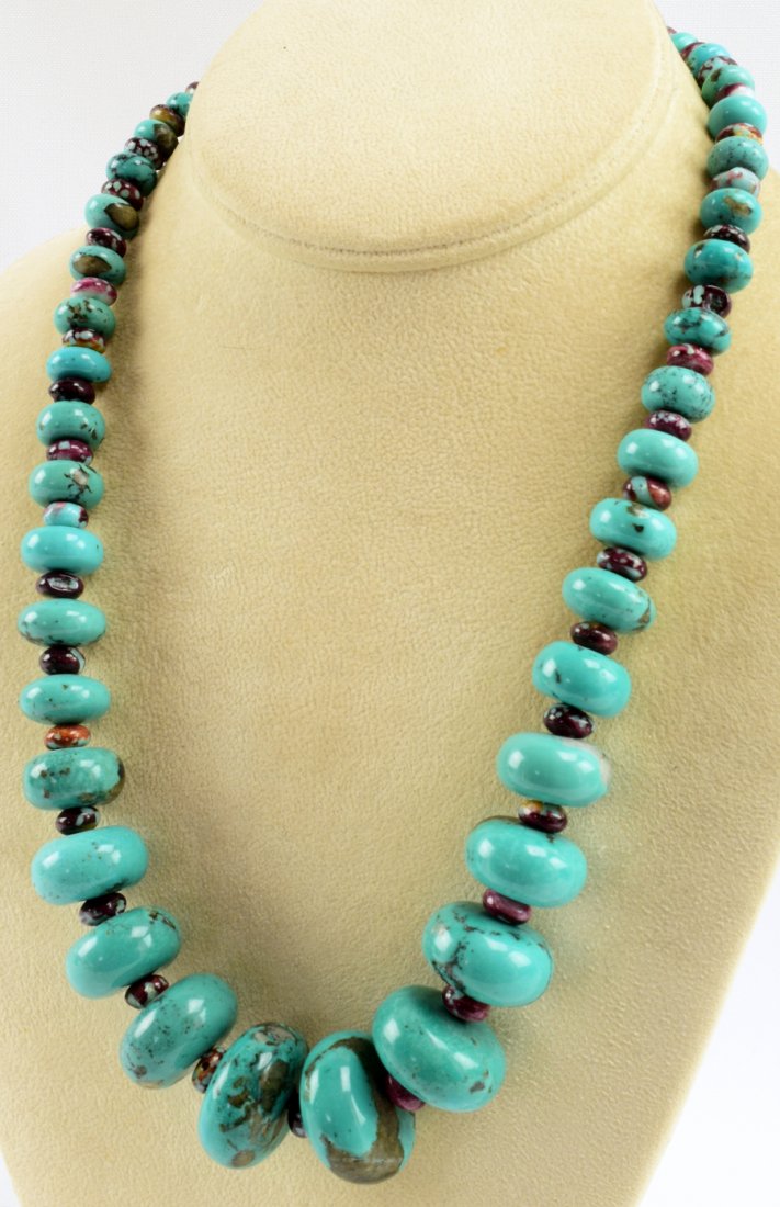 Navajo Vintage  Large Turquoise Abacus Bead Necklace (1 of 4)