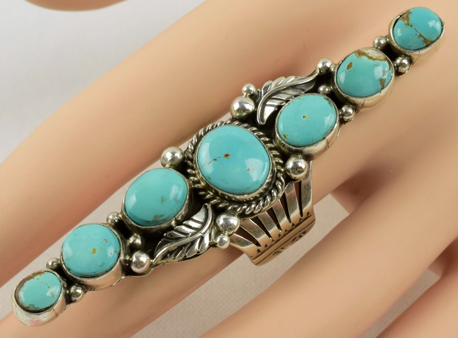 Geraldine James Sterling Long Turquoise & Feather Ring (1 of 6)