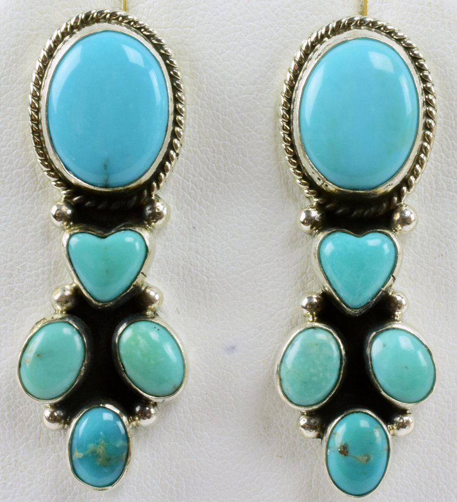Navajo Sterling Silver Turquoise Earrings - Wylie (1 of 4)