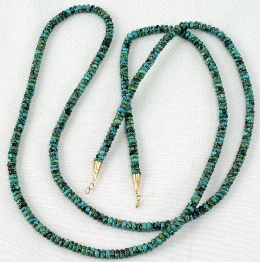 Native American Round Turquoise Bead Necklace 48 in (1 of 3)