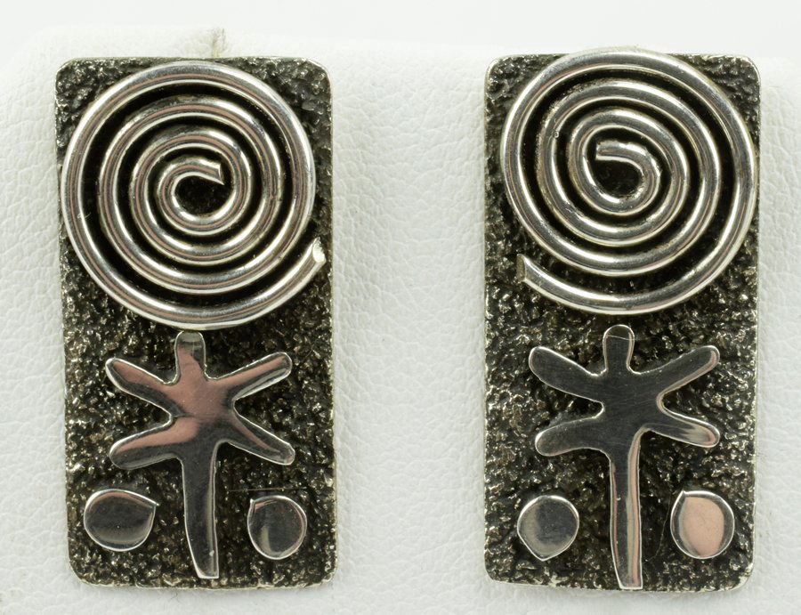 Navajo Sterling Silver Petroglyph Earrings (1 of 3)