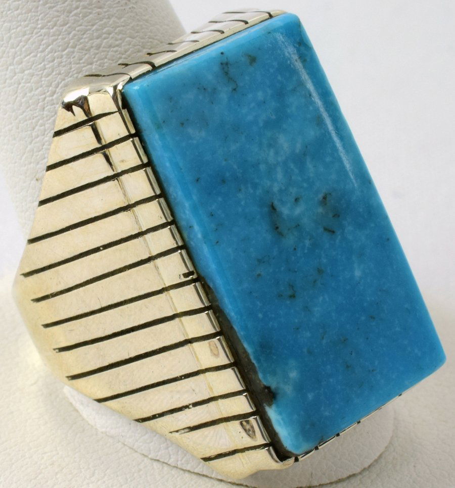 Navajo Sterling Turquoise Men's Ring by Ray Jack (1 of 4)