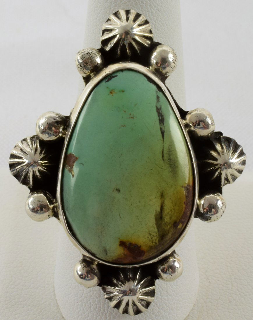 Navajo Sterling Natural Turquoise Ring - Chimney Butte (1 of 4)