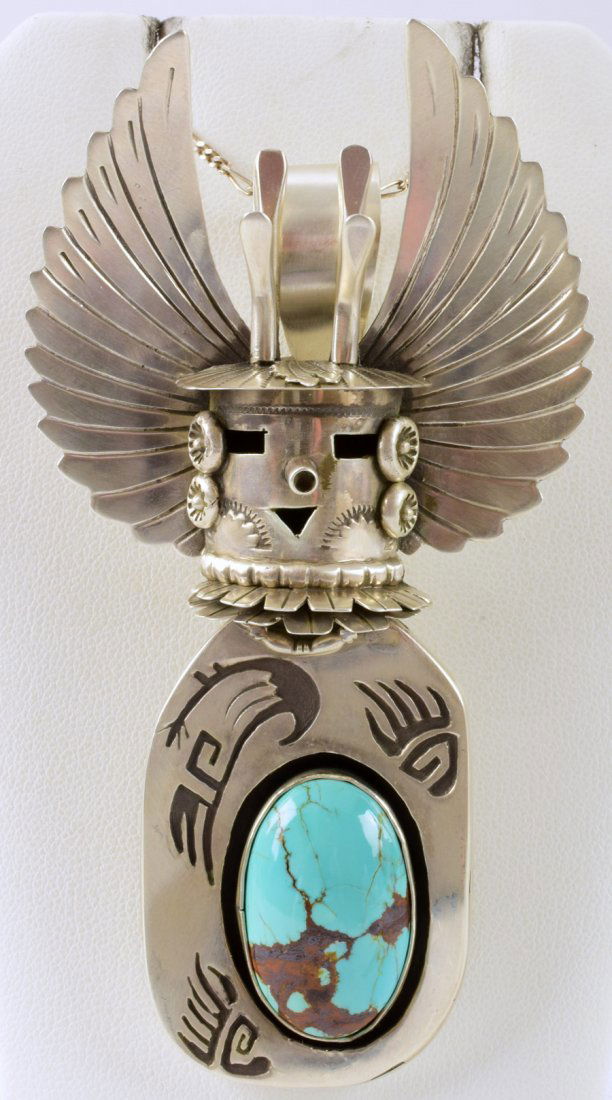 "RL" Navajo Sterling Huge Kachina Pendant - 4 in. Tall (1 of 6)