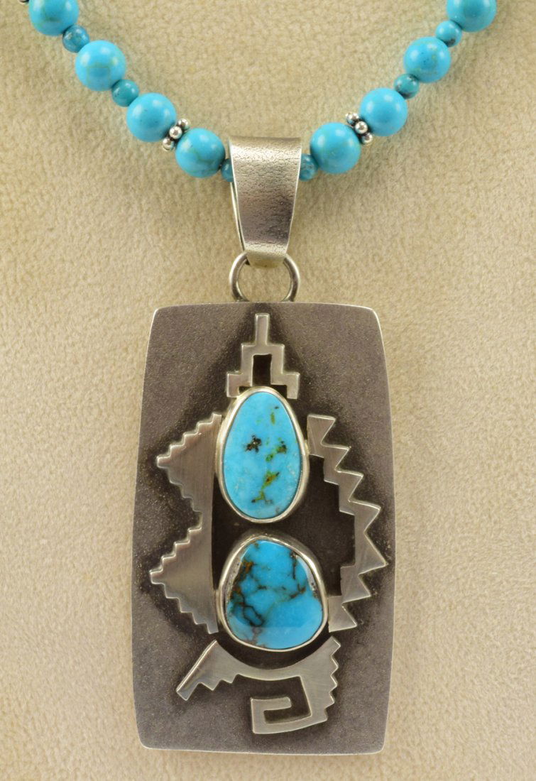 Tommy Jackson Sterling Cast Turquoise Pendant (1 of 4)