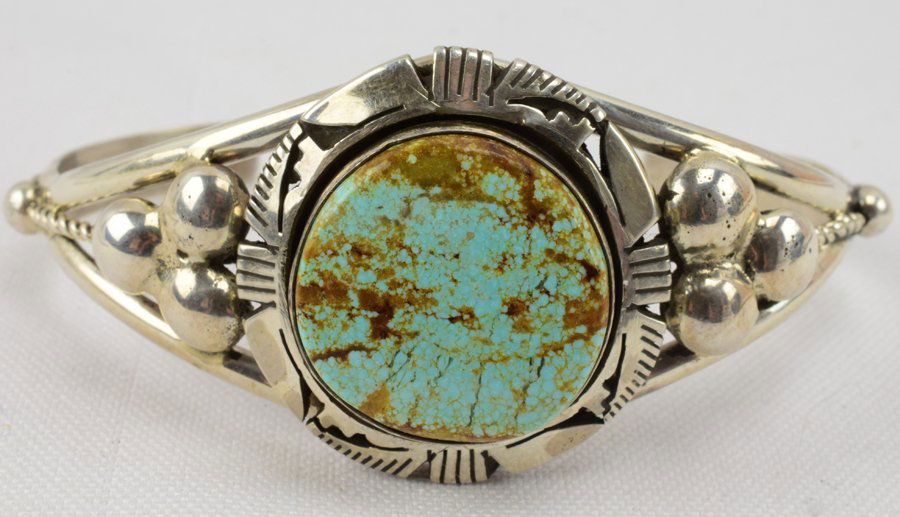 Navajo Sterling No. 8 Turquoise Mine Cuff Bracelet (1 of 4)