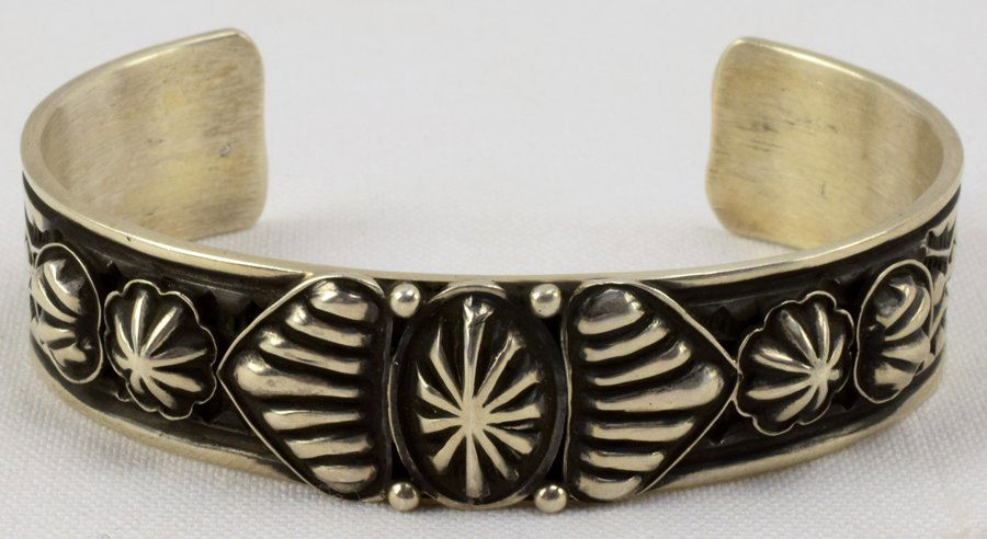 Native American Sterling Hand Stamped Cuff Bracelet (1 of 5)