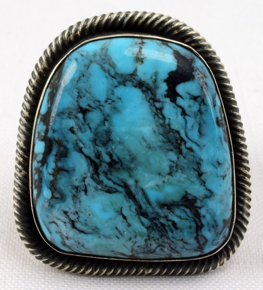 Native American Sterling Huge Men's Turquoise Ring (1 of 5)