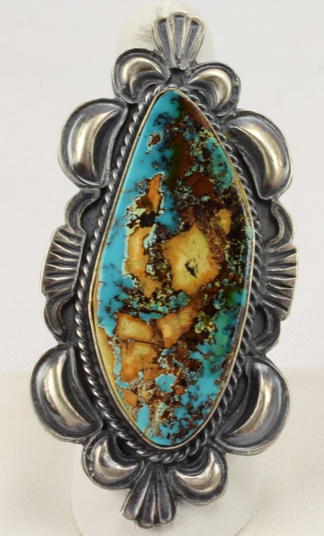 Robert Shakey Sterling Silver Long Turquoise Ring (1 of 4)