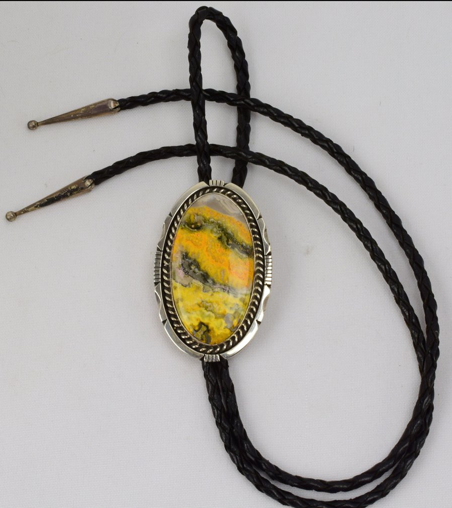 Navajo Sterling Bumble Bee Jasper Bolo Tie - Eric Butte (1 of 4)