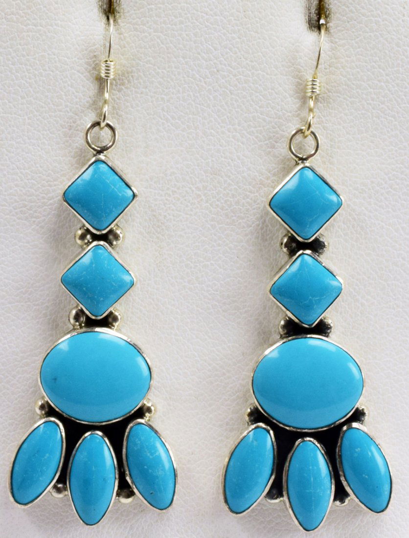 Native American Sterling Silver Turquoise Earrings (1 of 4)