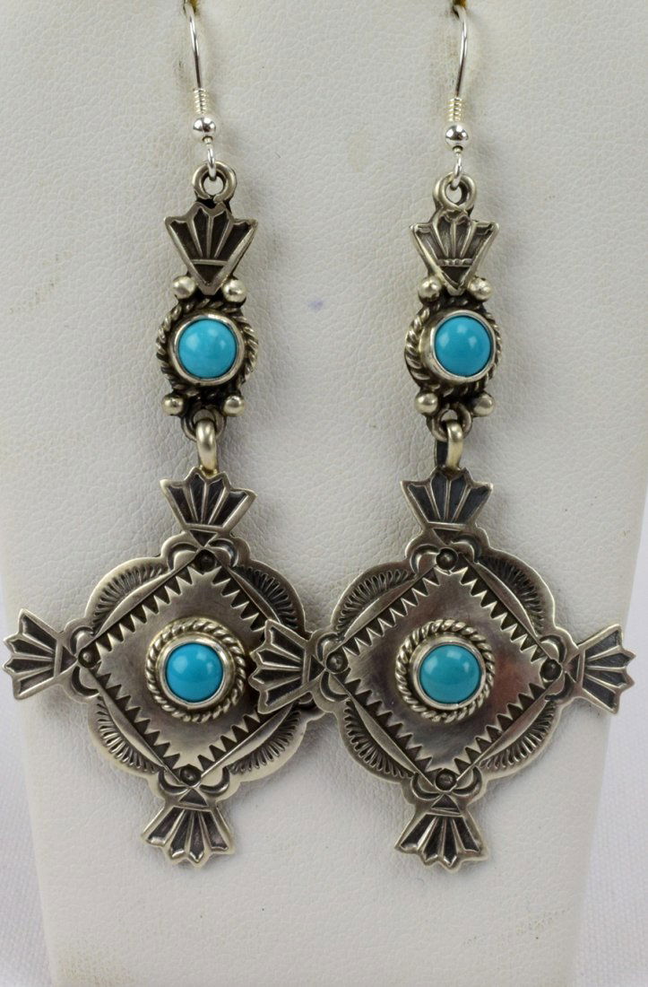 M. & R. Calladitto Sterling Turquoise Concho Earrings (1 of 4)