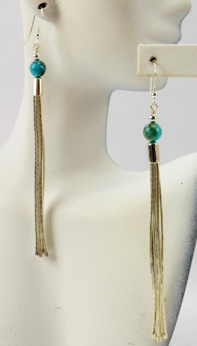 Navajo Sterling Turquoise and Liquid Silver Earrings (1 of 3)