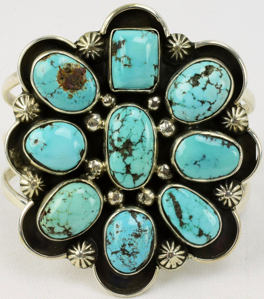 Chimney Butte  Sterling Turquoise Flower Bracelet (1 of 5)