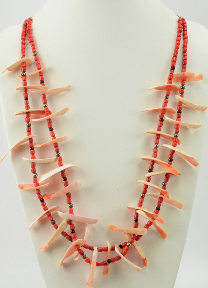 Navajo Old Pawn Double Strand Shell Necklace (1 of 4)