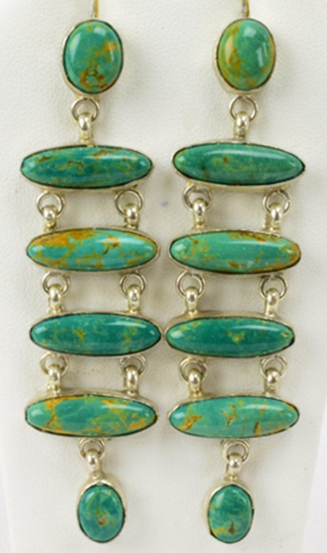 Jacqueline Silver Turquoise Mountain Ladder Earrings (1 of 5)