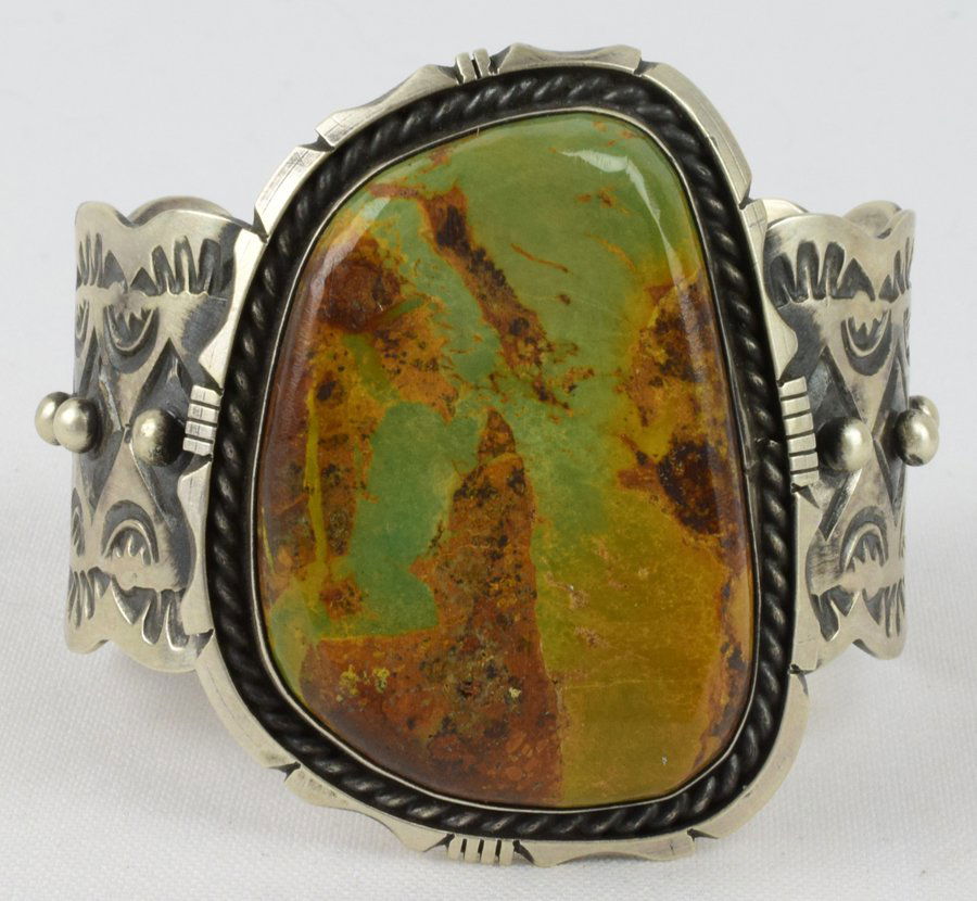 Navajo Huge Sterling Boulder Turquoise Bracelet (1 of 5)