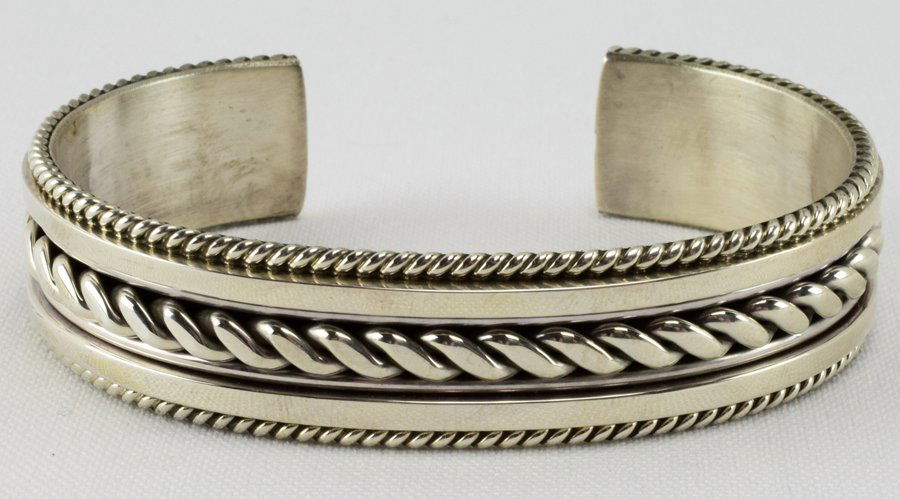 Navajo, Men's Sterling Twisted Rope Cuff Bracelet (1 of 4)