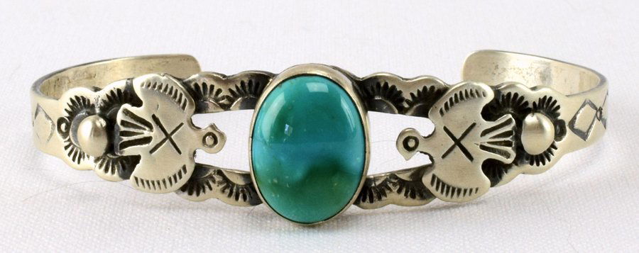 Lorenzo James Sterling Turquoise & Thunderbird Cuff (1 of 4)