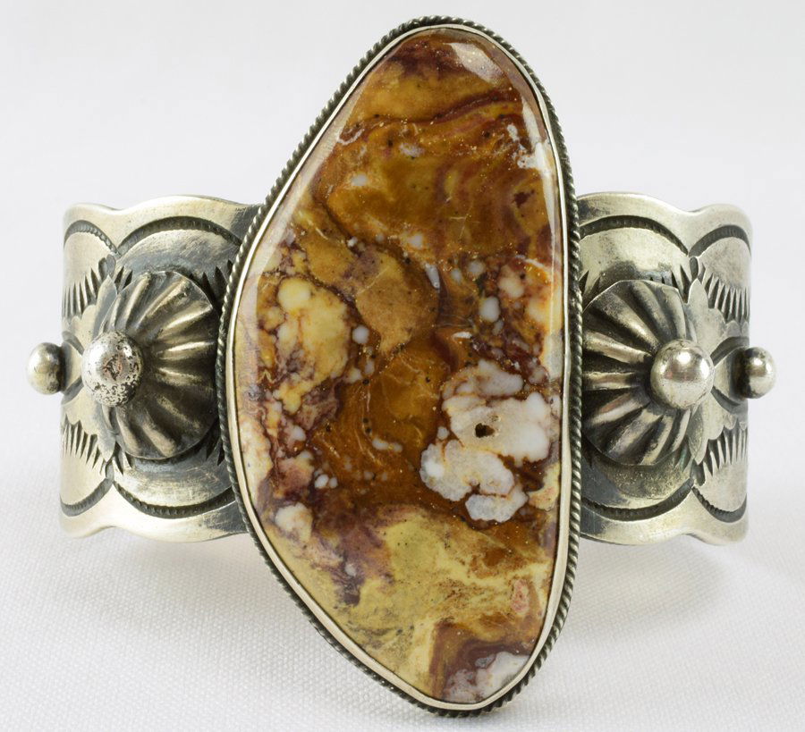 Chimney Butte Sterling Wide Wild Horse Turquoise Cuff (1 of 6)