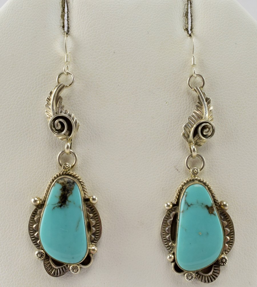 Junanita Long Kingman Turquoise Dangle Earrings (1 of 5)