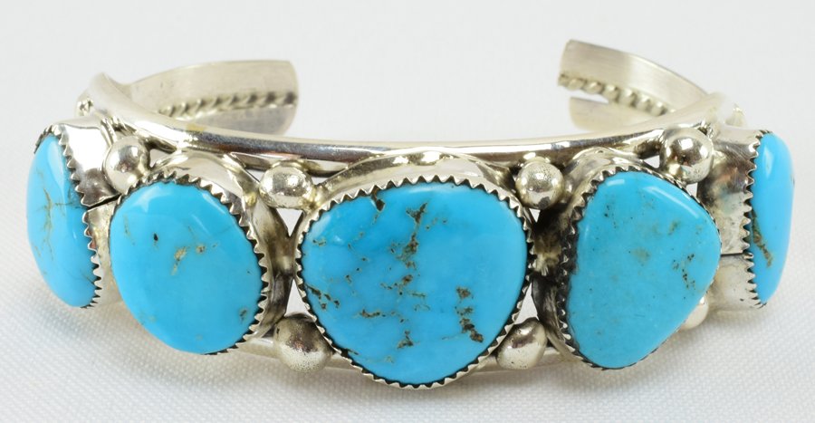Navajo Vintage Lone Mountain Turquoise Cuff (1 of 4)