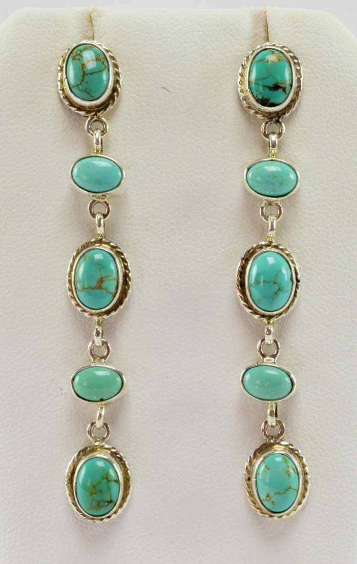 Native American Sterling Turquoise Line Earrings (1 of 3)