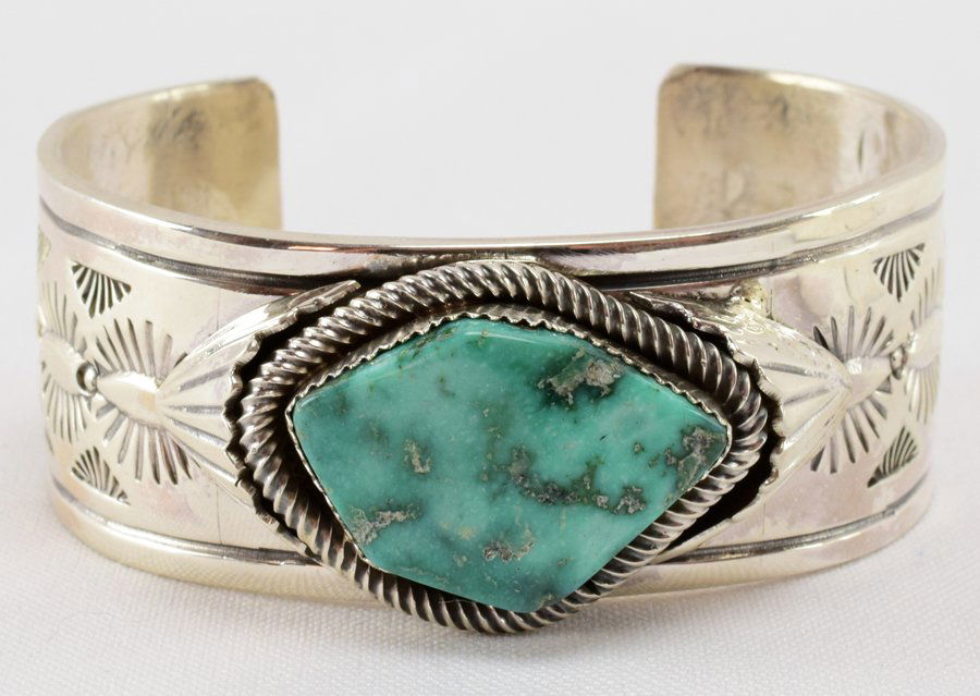 Navajo Stormy Mountain Turquoise Heavy Bracelet (1 of 4)