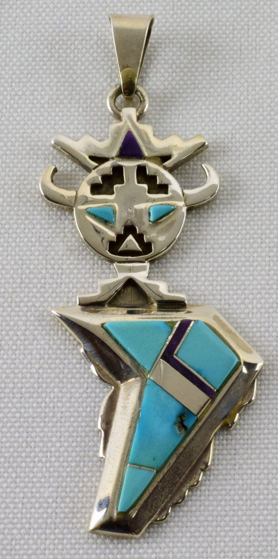 Native American Sterling Silver Inlay Kachina Pendant (1 of 5)