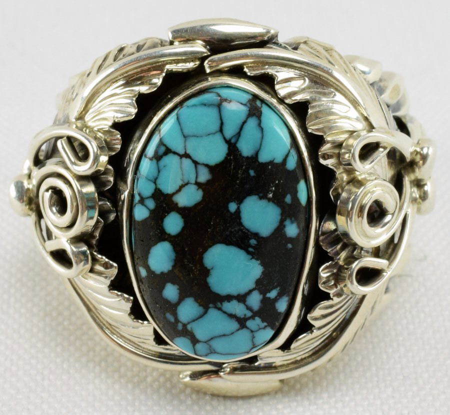 Navajo Sterling Men's Ring w/Red Mountain Turquoise (1 of 5)