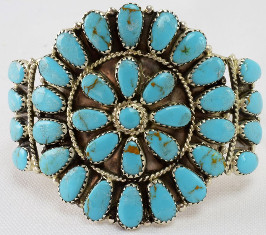 Tina Ben, Sterling Block Turquoise Cluster Bracelet (1 of 5)