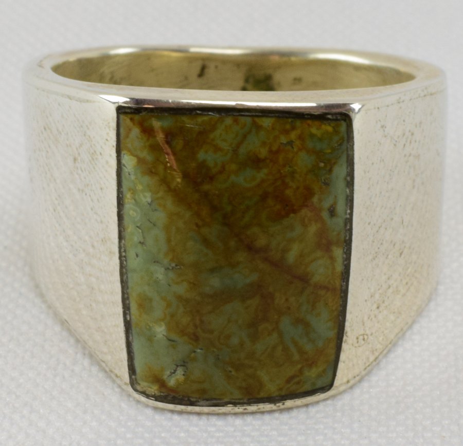 iNavajo, Sterling Nevada Green Turquoise Men's Ring (1 of 4)