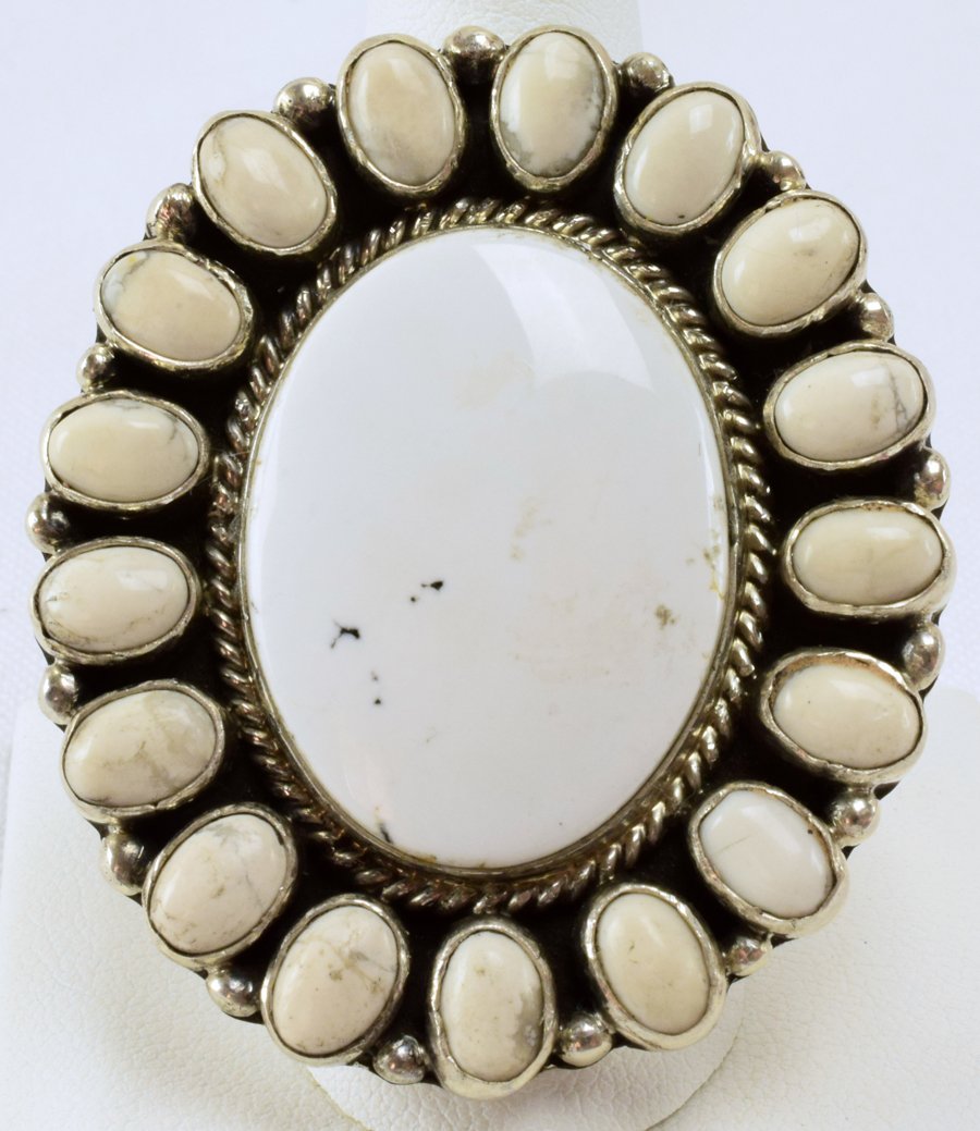 Geraldine James  Sterling White Buffalo Turquoise Ring (1 of 4)