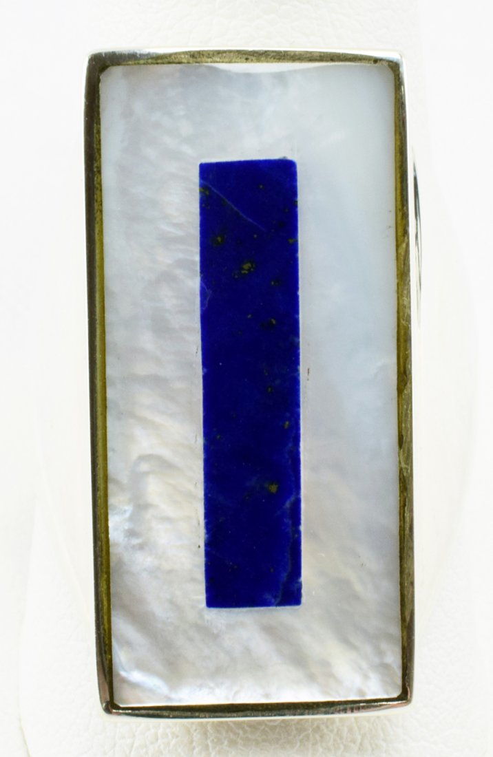 Zuni Harlan Coonsis Sterling Silver Inlay Men's Ring (1 of 4)