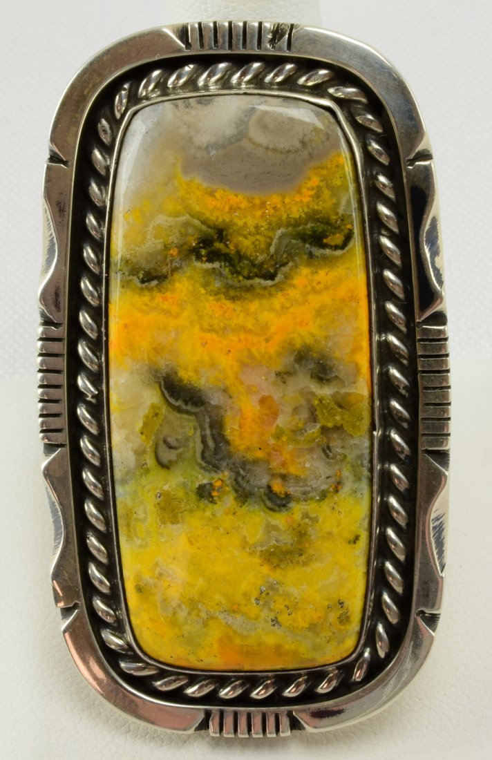 Navajo Sterling Bumble Bee Jasper Statement Ring (1 of 4)