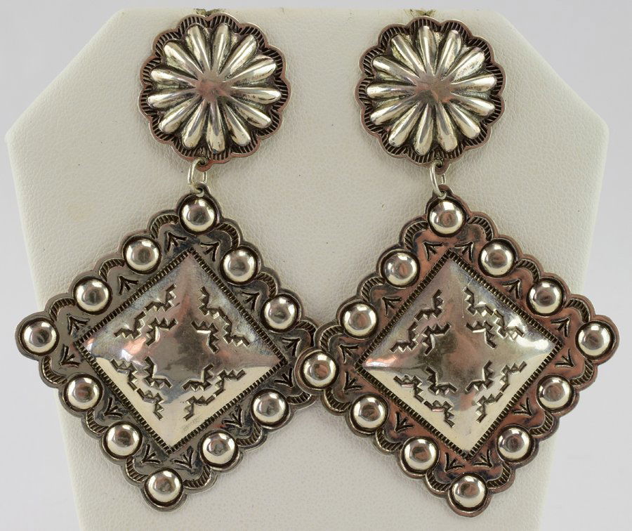 Harris Joe Sterling Navajo Stamped Earrings (1 of 3)