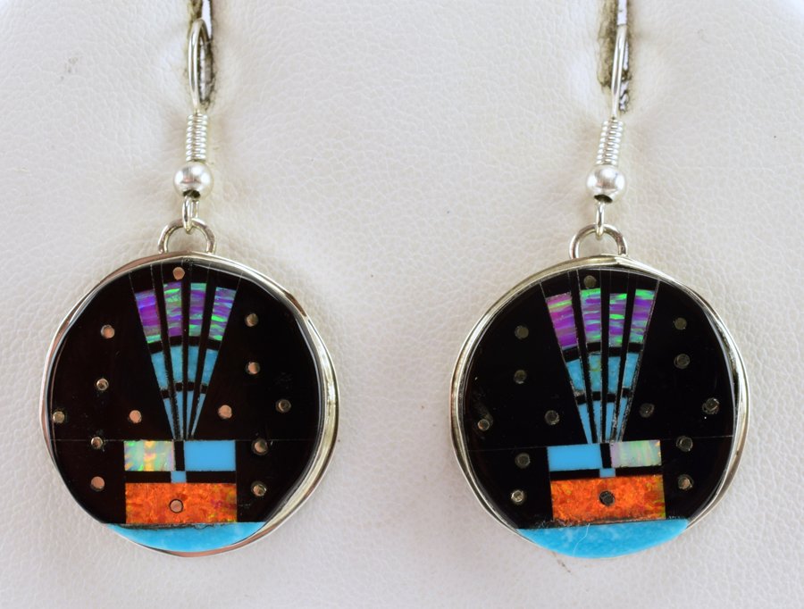 Gilbert Smith Sterling Multi-Stone Inlay Earrings (1 of 4)