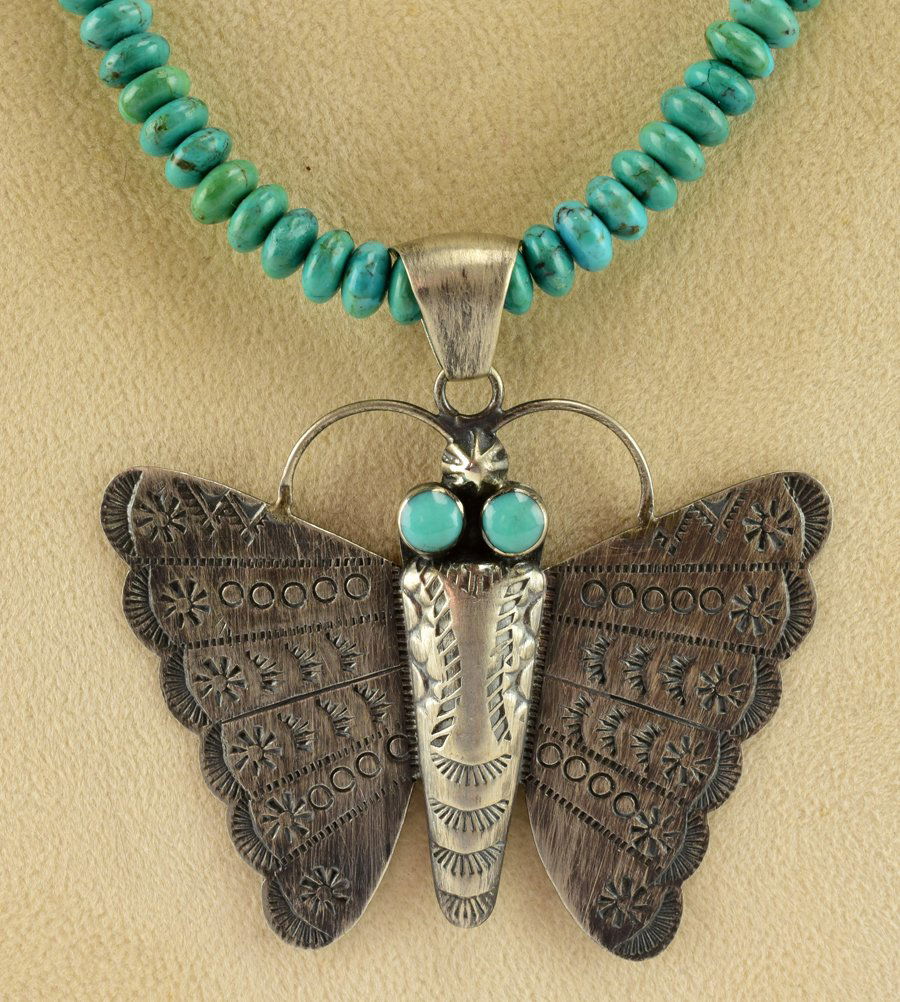 Native American Sterling Butterfly Necklace w/Turquoise (1 of 4)