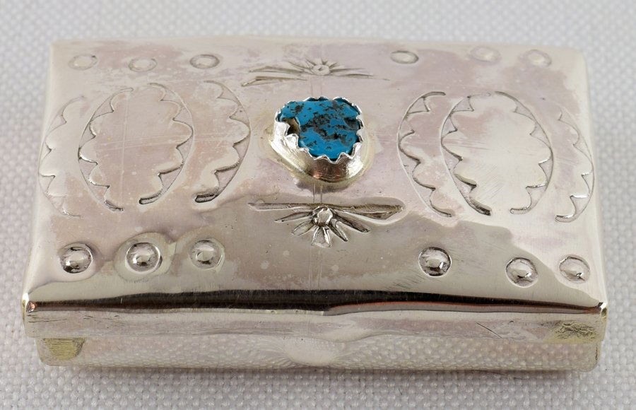 Native American Sterling Stamped Pill Box (1 of 4)