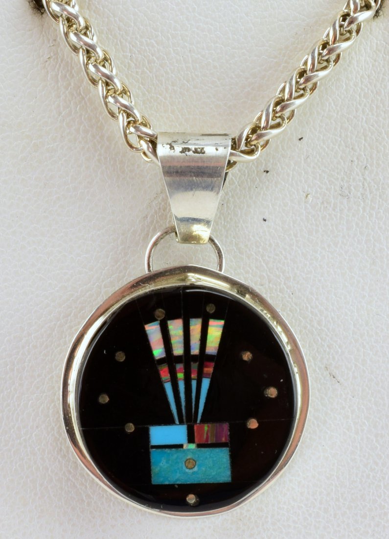 Gilbert Smith Sterling Micro Multi-Stone Inlay  Pendant (1 of 3)