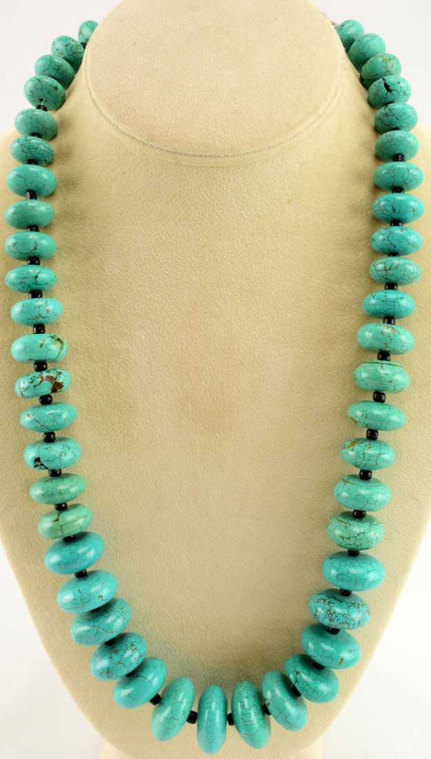 Navajo Vintage Large Turquoise Abacus Bead Necklace (1 of 4)