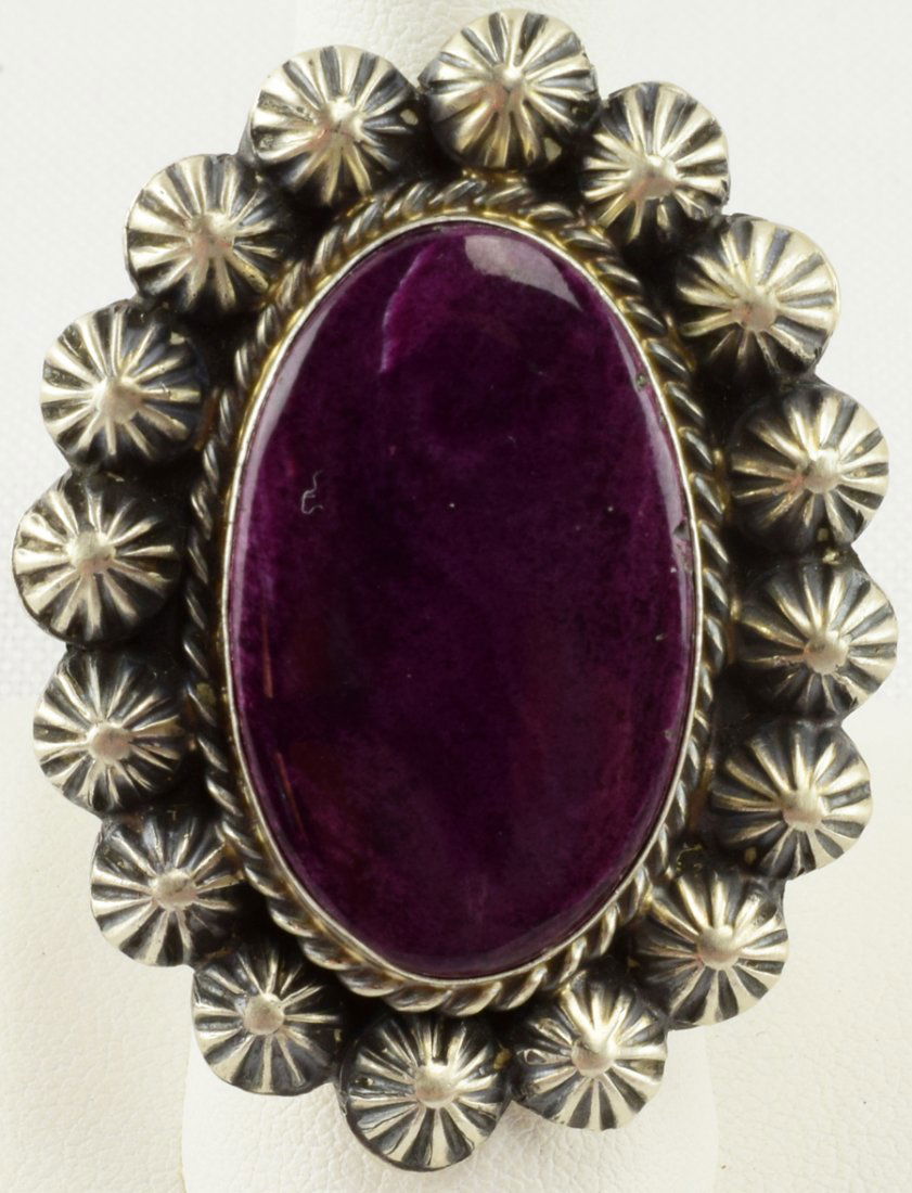 Navajo Robert Shakey Sterling Purple Spiny Oyster Ring (1 of 4)