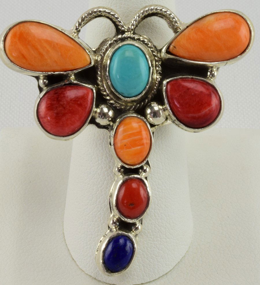 Navajo Geraldine James Sterling Multi-Stone Ring (1 of 4)