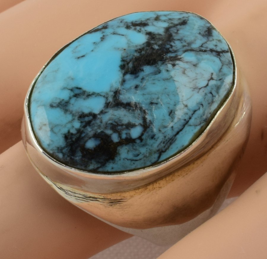 Native American Sterling Kingman Turquoise Men's Ring (1 of 4)