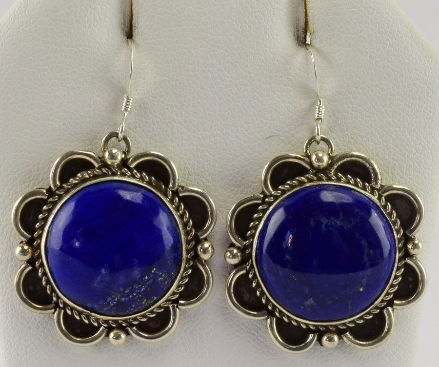 Native American Sterling Silver Lapis Earrings (1 of 3)