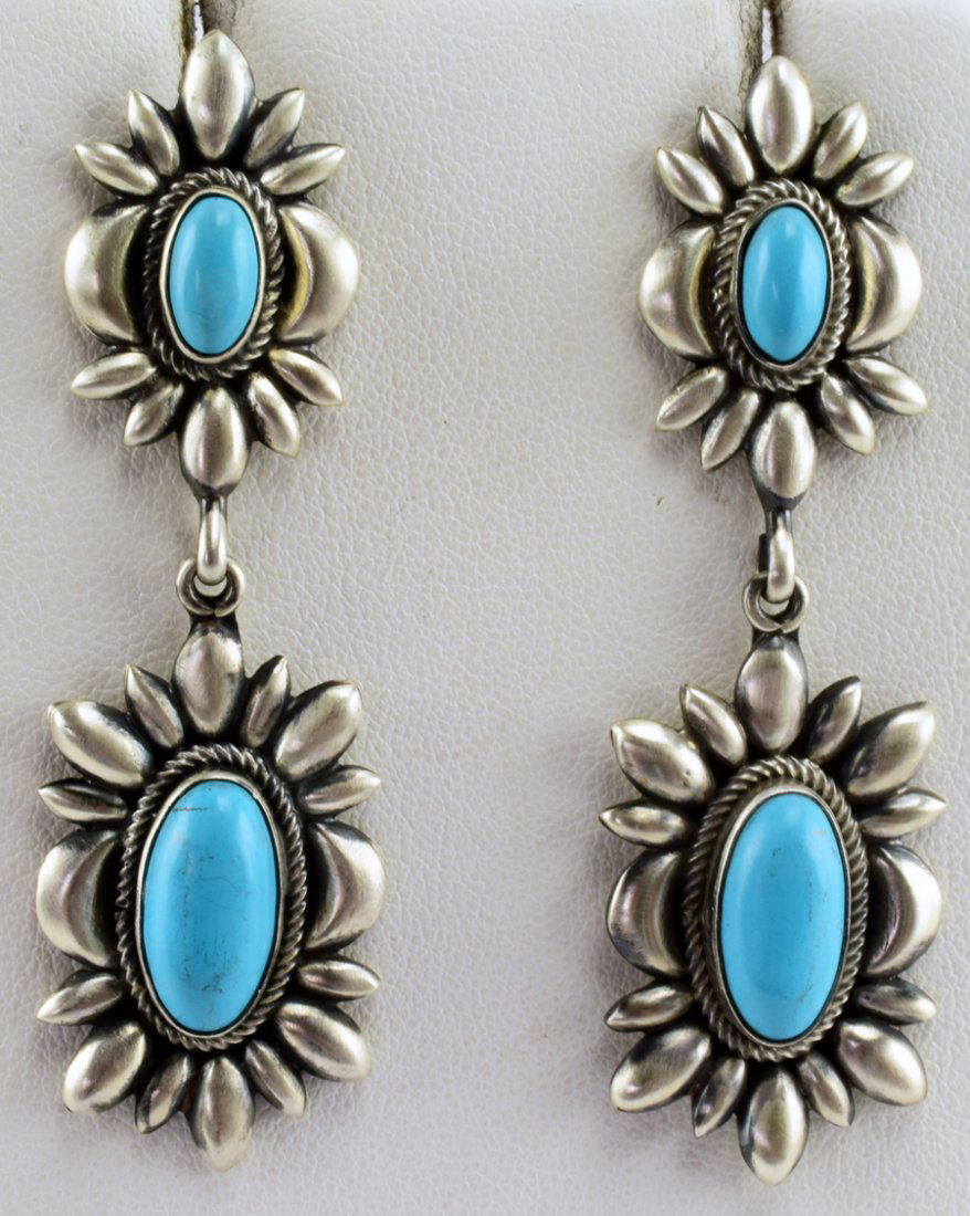 D. Clark Sleeping Beauty Turquoise Repousse Earrings (1 of 3)