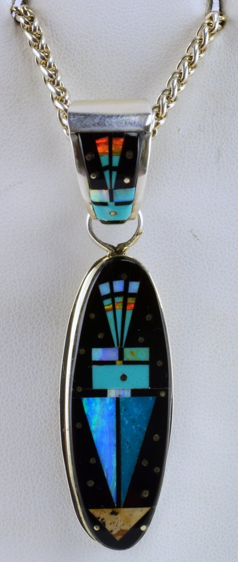 Gilbert Smith Sterling Micro Multi-Stone Inlay Pendant (1 of 4)