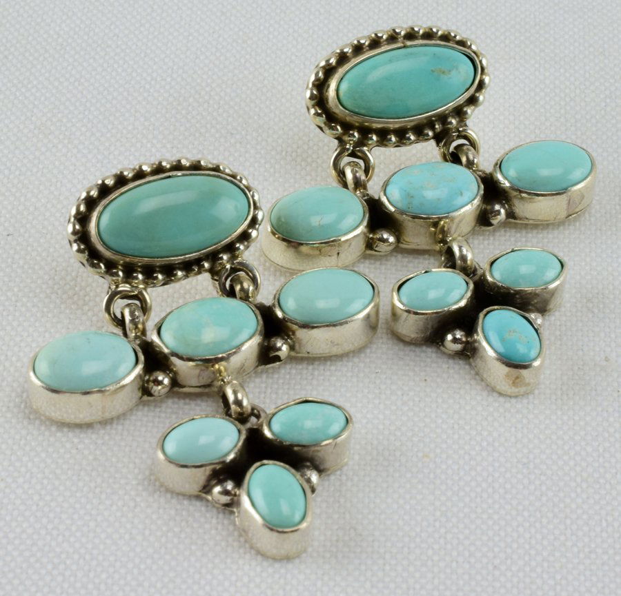 Navajo Sterling Blue Burnham Turquoise Earrings (1 of 3)