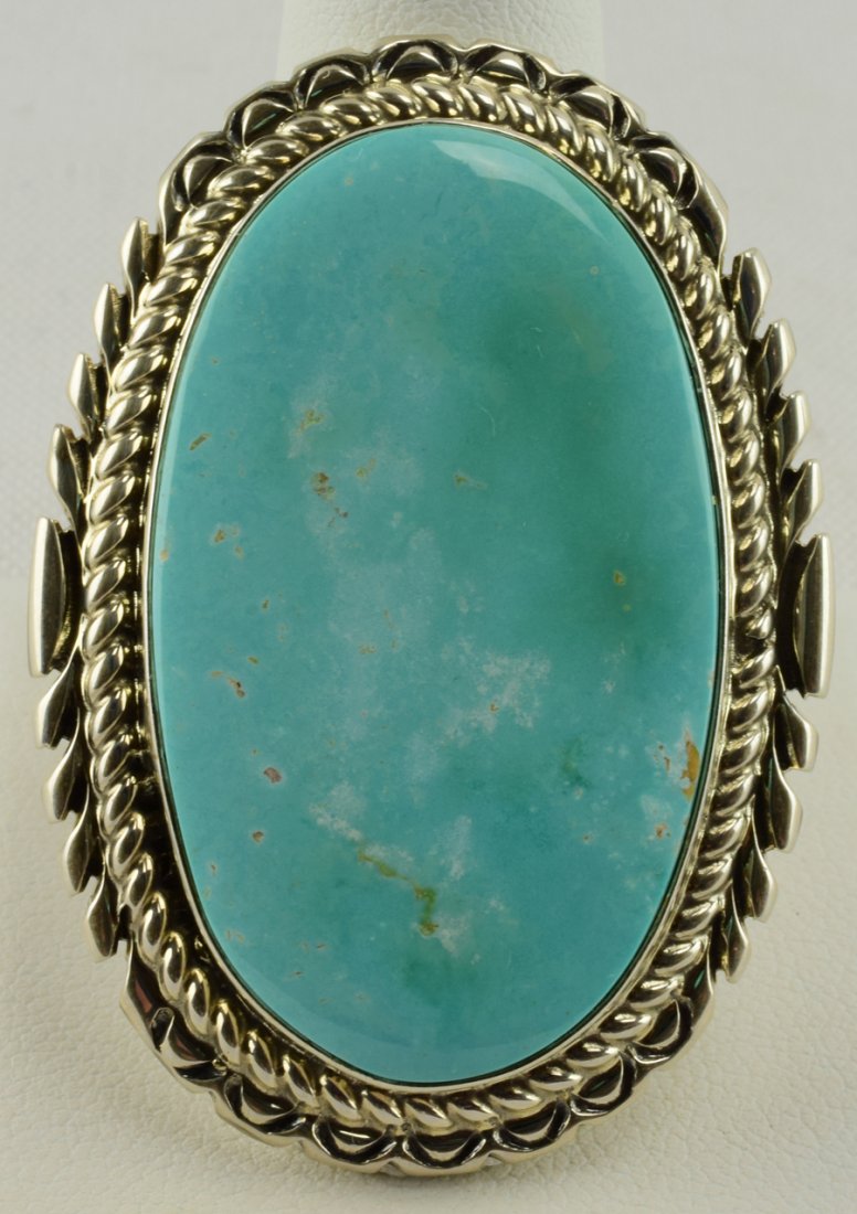 Navajo Sterling Large Turquoise Mountain Turquoise Ring (1 of 3)